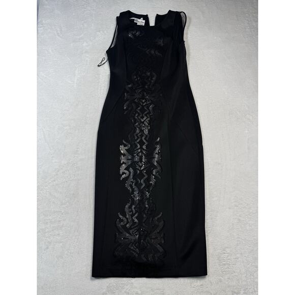 Maggy London Black Sequined Sheath Dress Size 10 NWT Holiday Cocktail MSRP 148 - Picture 4 of 10